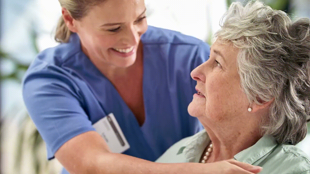 old lady and home health and hospice nurse